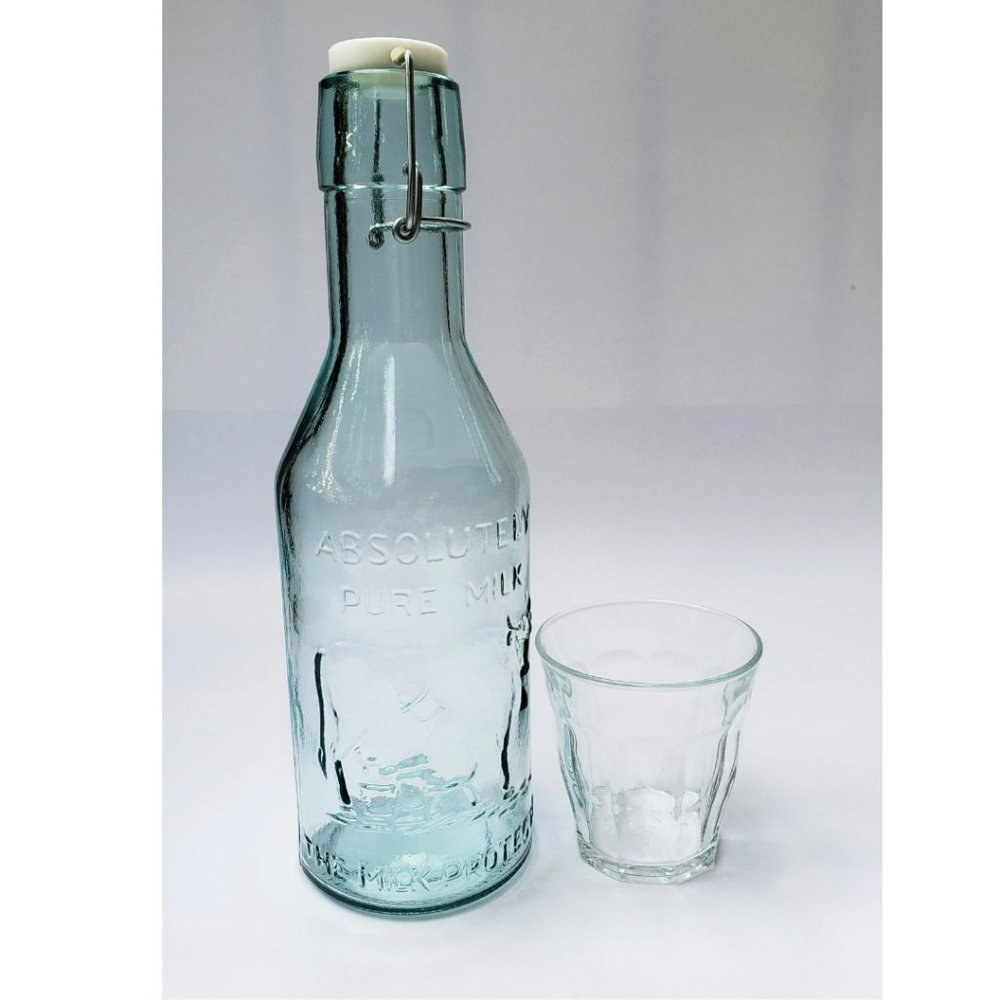 Glass Milk Water Bottle with Stopper